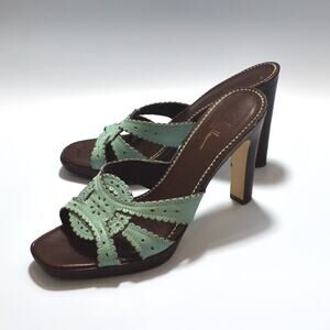 NICOLE MILLER Aqua Green Slides Mules Size 8